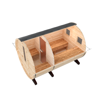 Preview: Fasssauna / Gartensauna / Banja / Round 3,0 m mit Vorraum